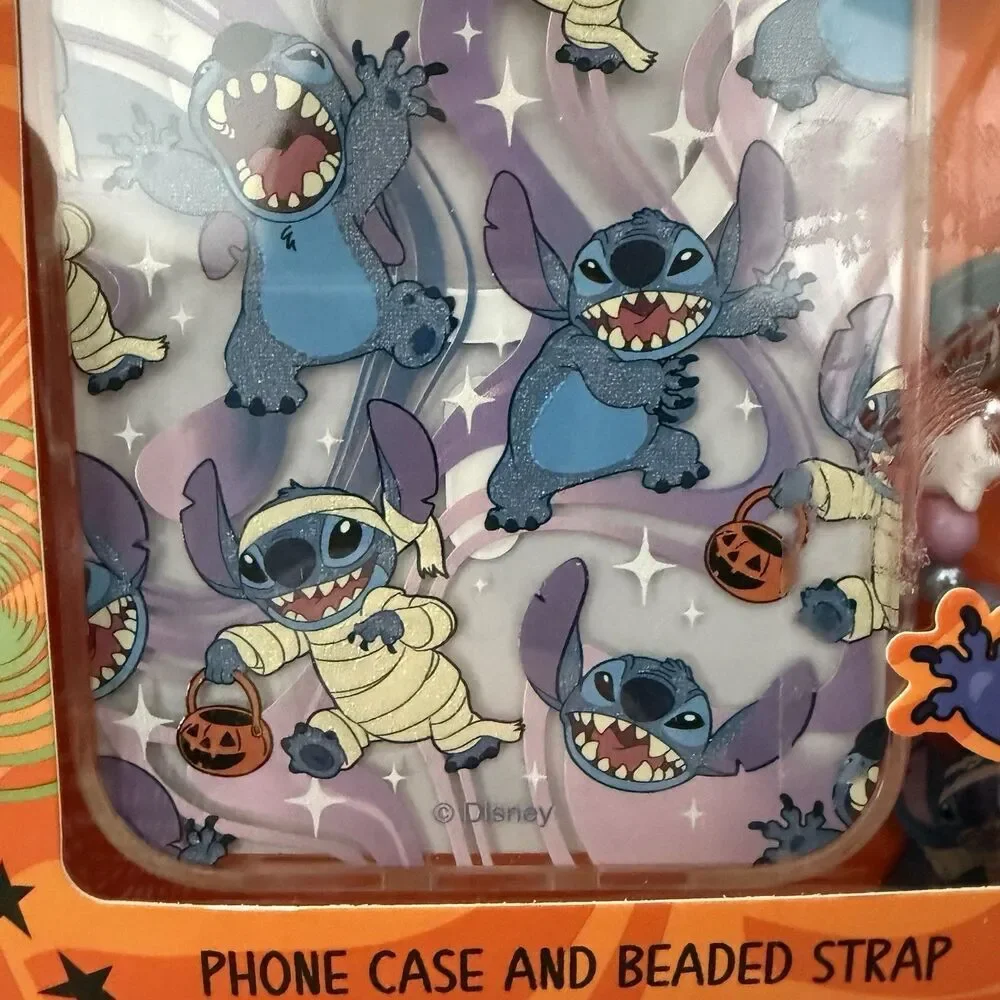 Disney Stitch Halloween Skinnydip iPhone 16 Pro max Hard Case Beaded Strap New